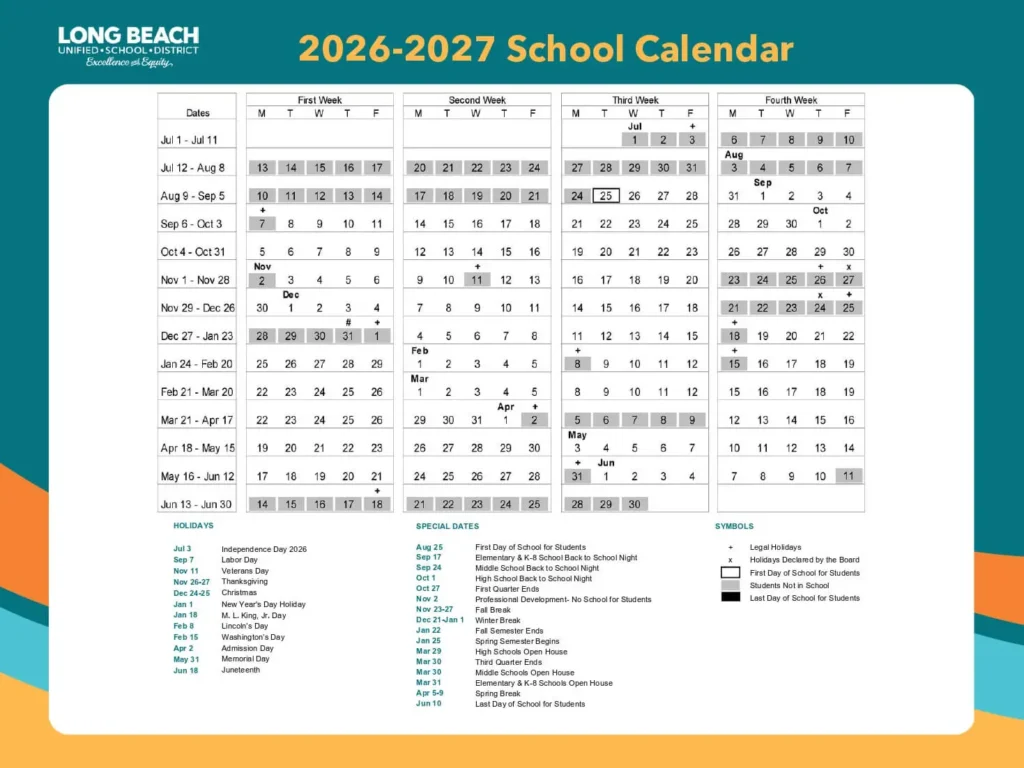 Long Beach USD Calendar and Holidays Long Beach USD Calendar 2026-2027